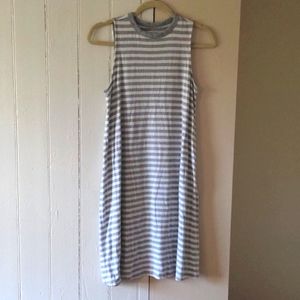 Grey/Gray white striped Tank Stretch Dress